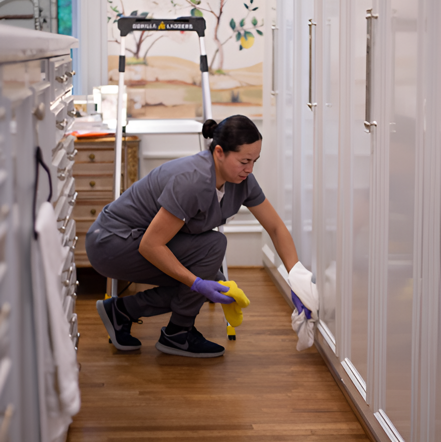 A Vella Cleaning Professional cleans tough-to-reach areas that would otherwise have been missed in regular cleaning. 
